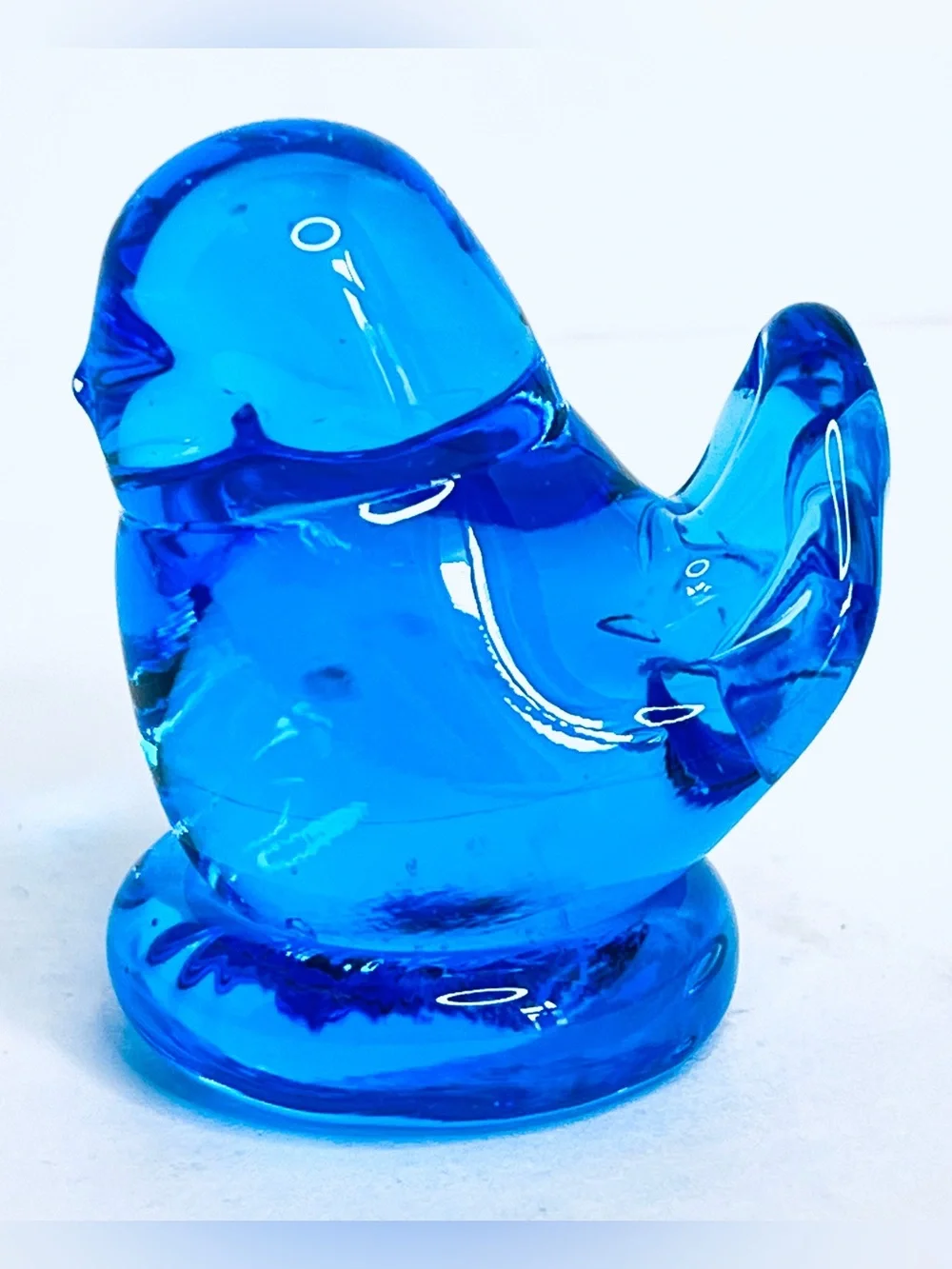 Leo Ward Bluebird of Happiness 1994 Signed Cobalt Blue Art Glass Bird